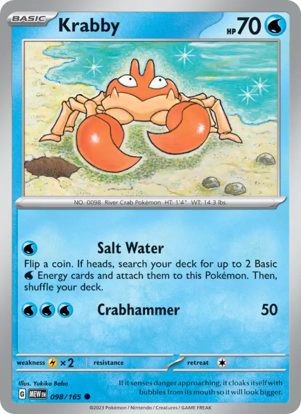 Krabby 98 card from 151