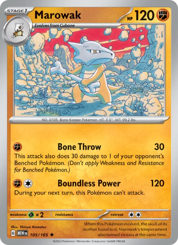 Marowak 105 — 151 105, Holofoil finish