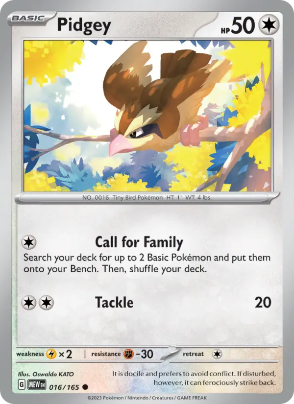 Pidgey 16 card from 151