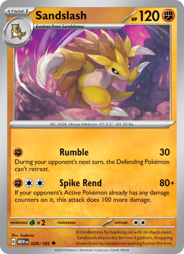 Sandslash 28 card from 151