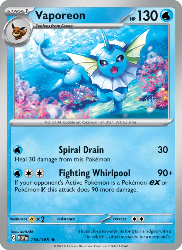 Vaporeon 134 — 151 134, Holofoil finish