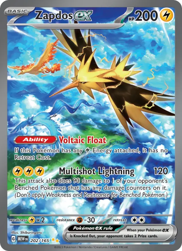 Zapdos ex 202 — 151 202, Holofoil finish