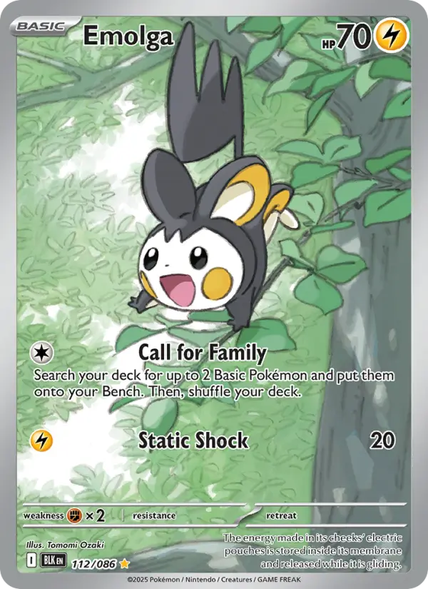Emolga 112 card from Black Bolt