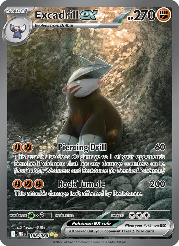 Excadrill ex 168 — Black Bolt 168, Holofoil finish