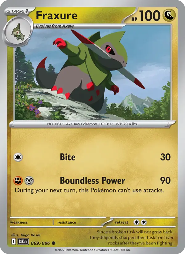 Fraxure 69 card from Black Bolt
