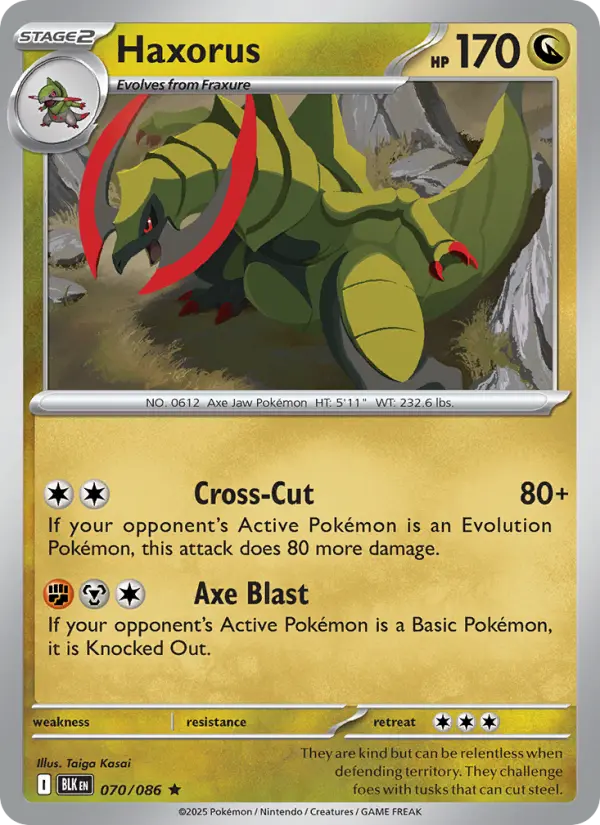 Haxorus 70 card from Black Bolt