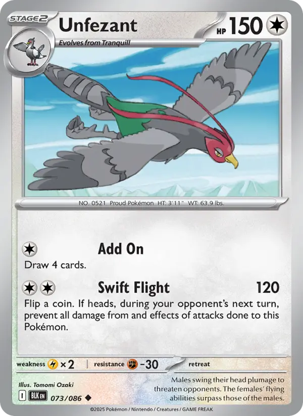 Unfezant 73 card from Black Bolt