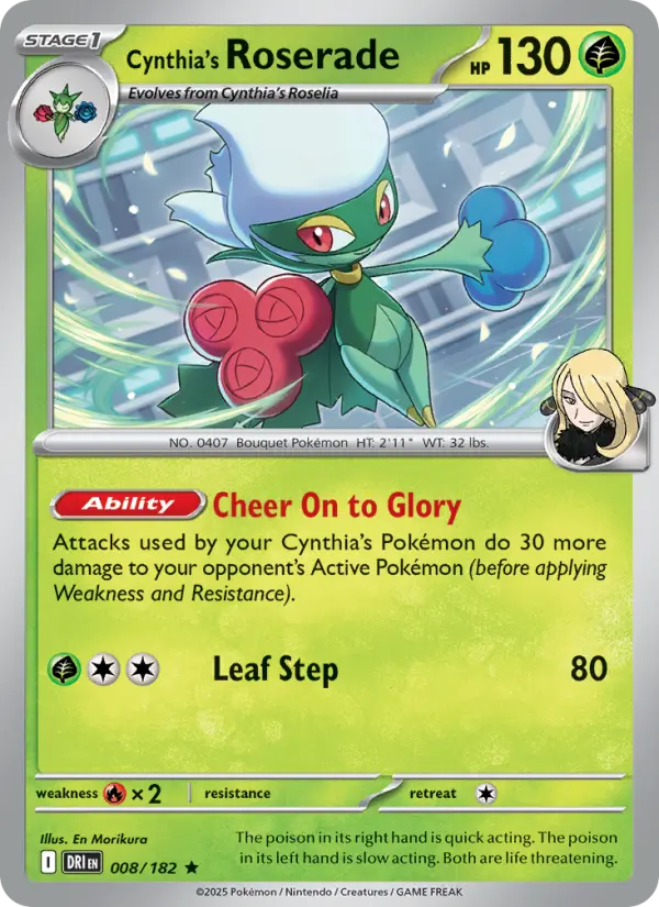Cynthia's Roserade 8 — Destined Rivals 8, Holofoil finish