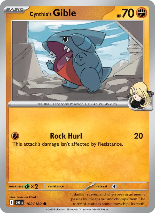 Cynthia's Gible 102 card from Destined Rivals