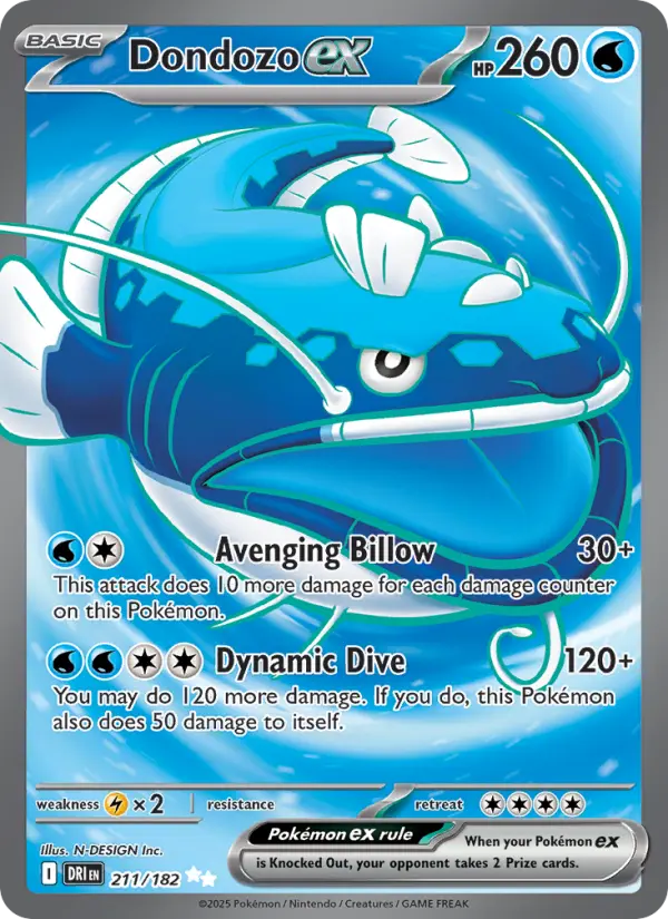 Dondozo ex 211 card from Destined Rivals