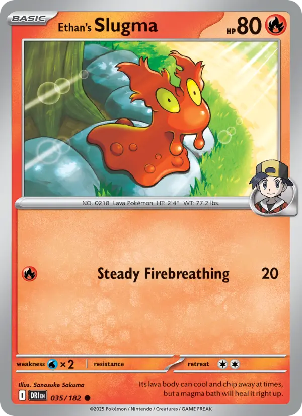 Ethan's Slugma 35 card from Destined Rivals