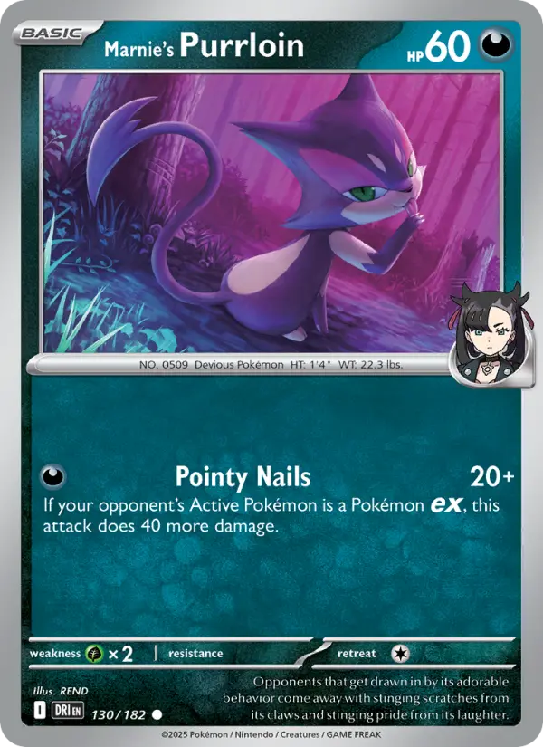 Marnie's Purrloin 130 card from Destined Rivals