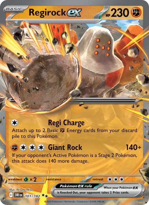 Regirock ex 101 card from Destined Rivals