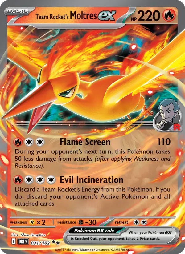 Team Rocket's Moltres ex 31 card from Destined Rivals