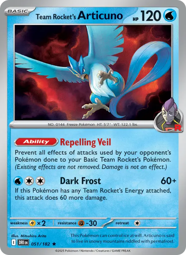 Team Rocket's Articuno 51 — Destined Rivals 51, Holofoil finish