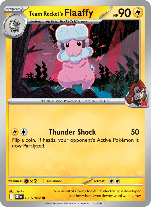 Team Rocket's Flaaffy 73 card from Destined Rivals