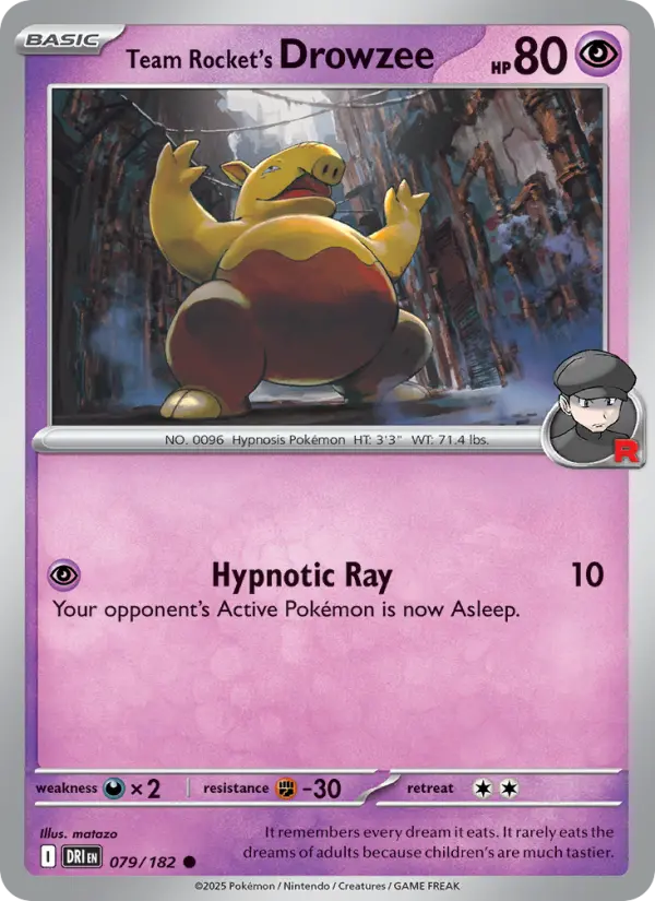 Team Rocket's Drowzee 79 card from Destined Rivals