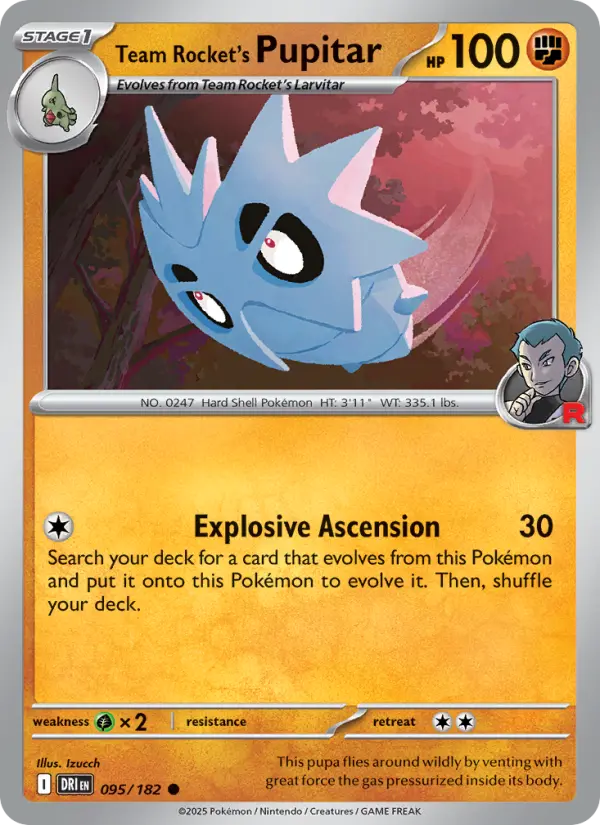 Team Rocket's Pupitar 95 card from Destined Rivals