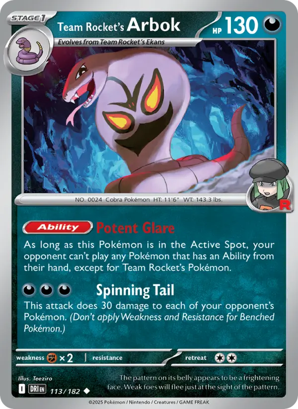 Team Rocket's Arbok 113 — Destined Rivals 113, Normal finish
