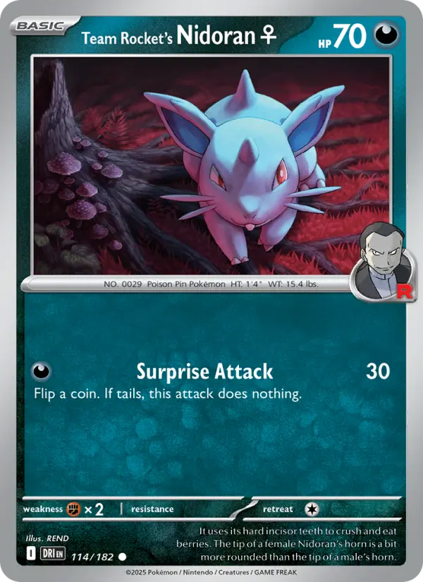 Team Rocket's Nidoran♀ 114 card from Destined Rivals