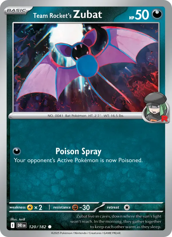 Team Rocket's Zubat 120 card from Destined Rivals