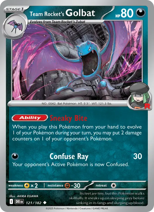 Team Rocket's Golbat 121 card from Destined Rivals