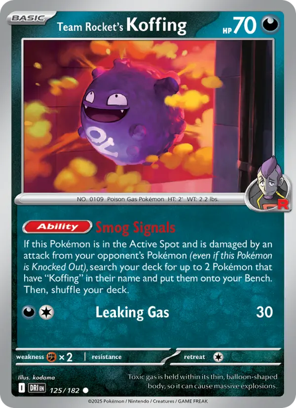 Team Rocket's Koffing 125 card from Destined Rivals