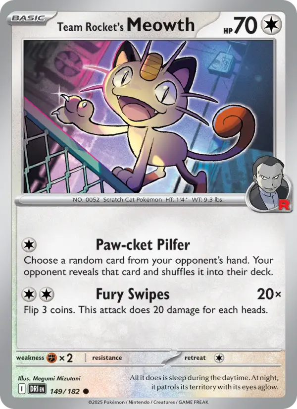Team Rocket's Meowth 149 — Destined Rivals 149, Normal finish