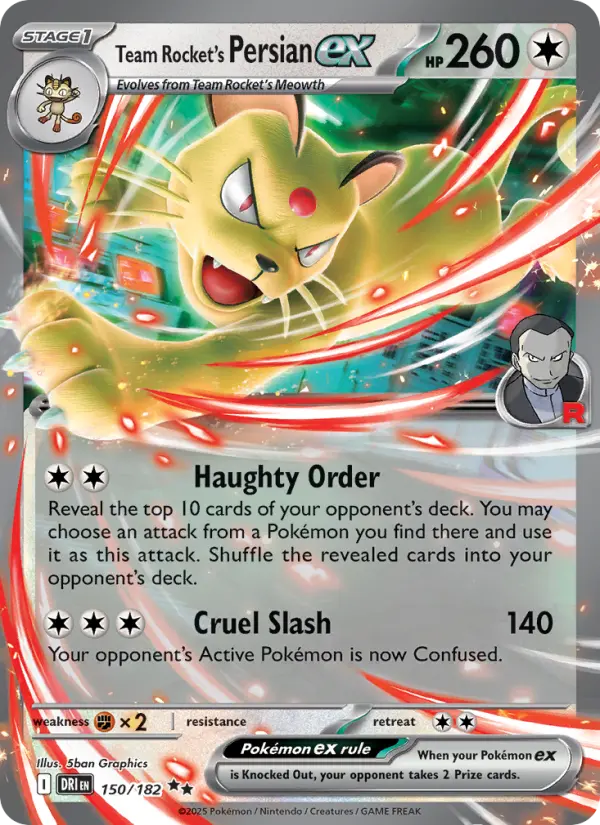 Team Rocket's Persian ex 150 card from Destined Rivals