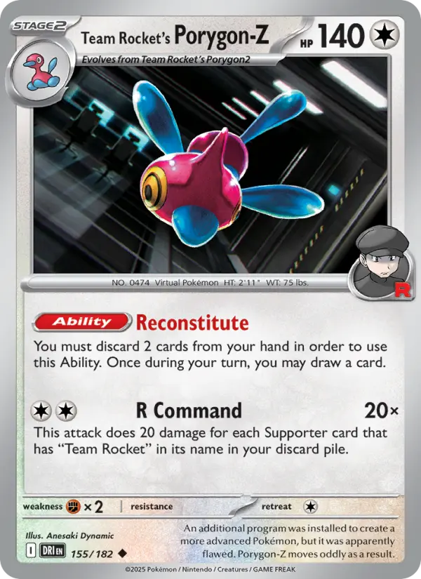 Team Rocket's Porygon-Z 155 card from Destined Rivals