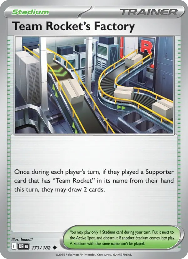 Team Rocket's Factory 173 card from Destined Rivals