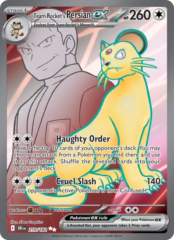 Team Rocket's Persian ex 219 — Destined Rivals 219, Holofoil finish
