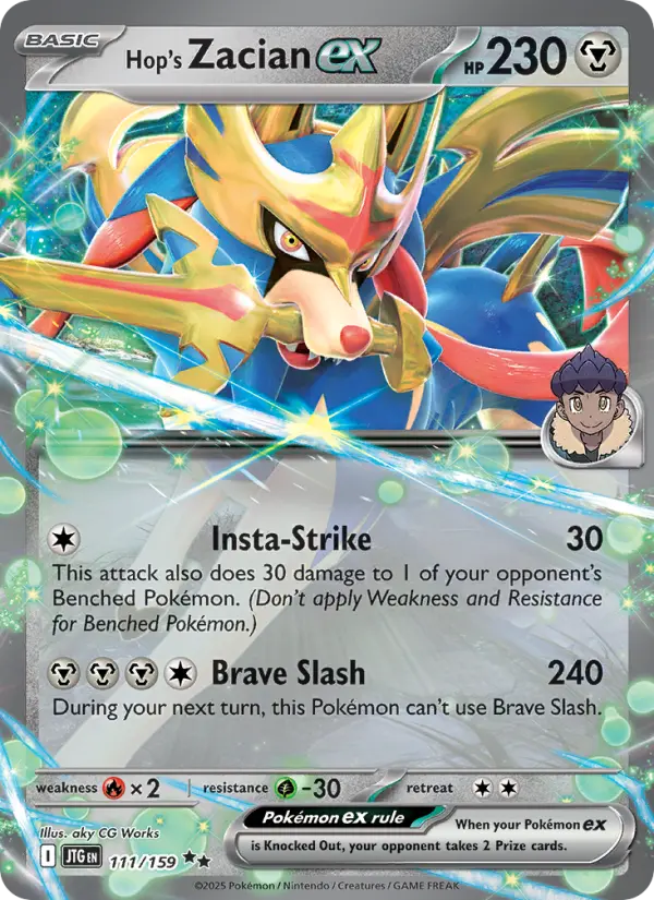 Hop's Zacian ex 111 — Journey Together 111, Holofoil finish