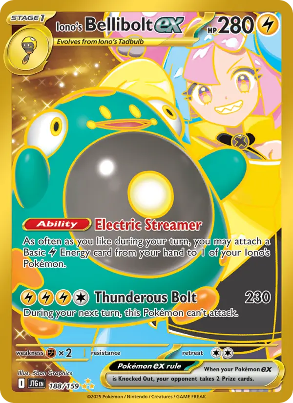 Iono's Bellibolt ex 188 — Journey Together 188, Holofoil finish