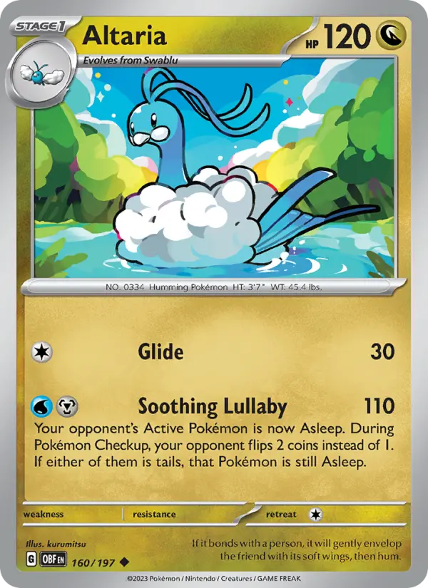 Altaria 160 card from Obsidian Flames