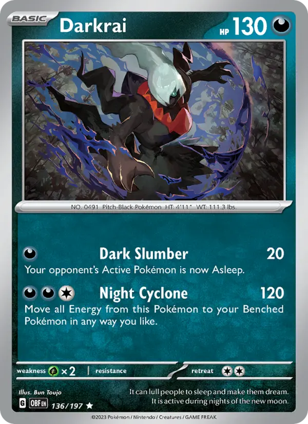 Darkrai 136 card from Obsidian Flames