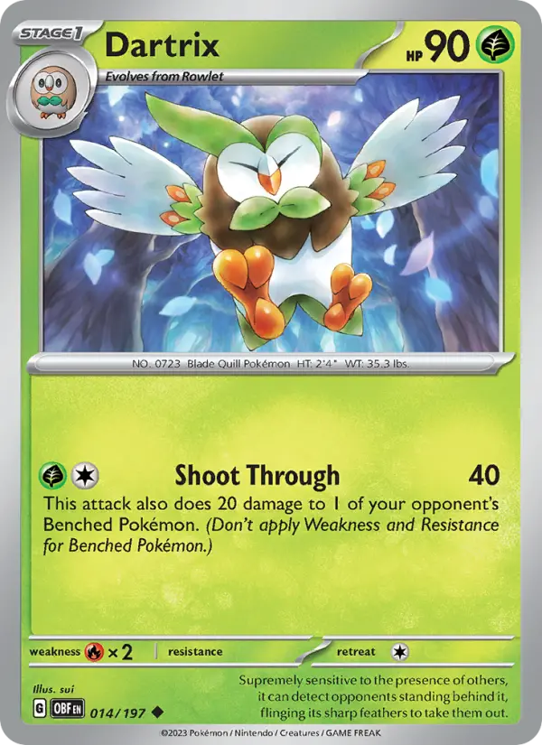 Dartrix 14 card from Obsidian Flames