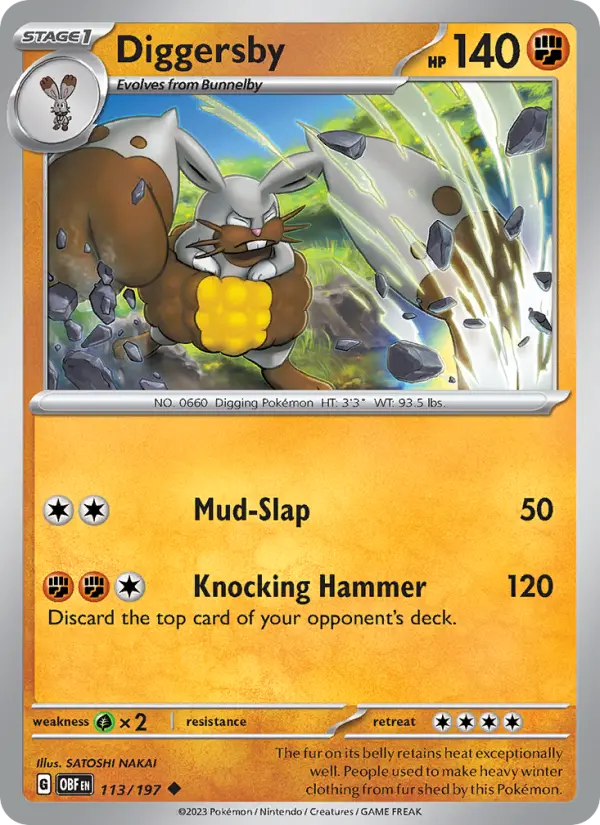 Diggersby 113 card from Obsidian Flames