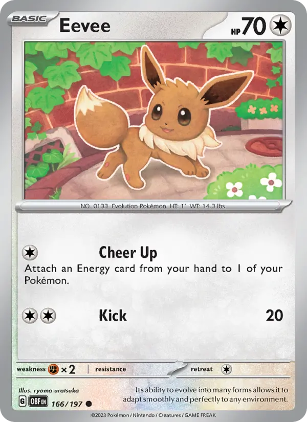 Eevee 166 card from Obsidian Flames