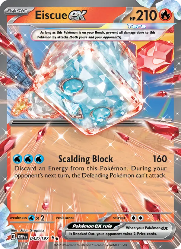 Eiscue ex 42 — Obsidian Flames 42, Holofoil finish