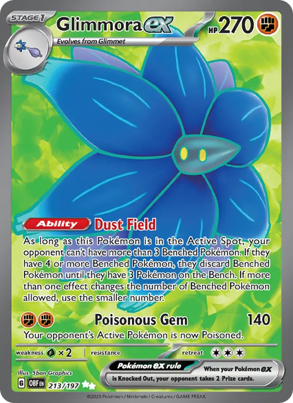 Glimmora ex 213 card from Obsidian Flames