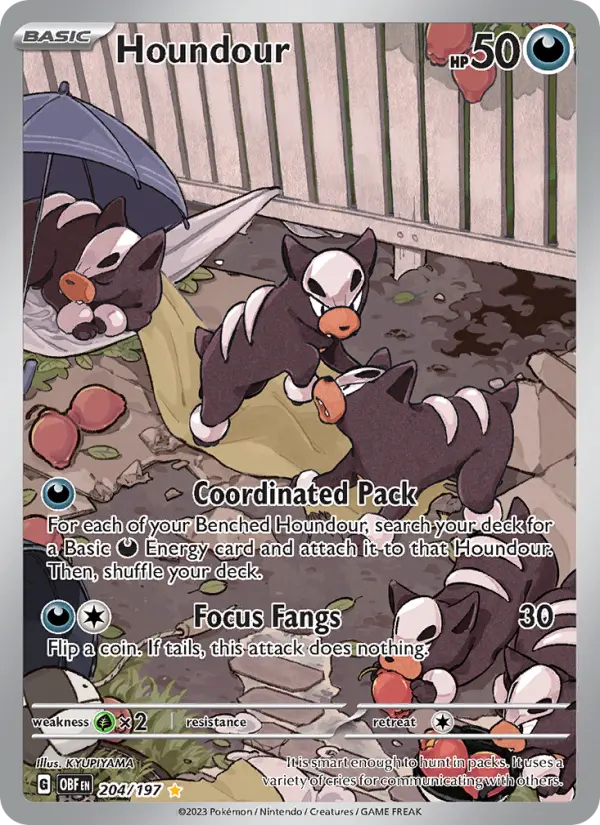 Houndour 204 — Obsidian Flames 204, Holofoil finish