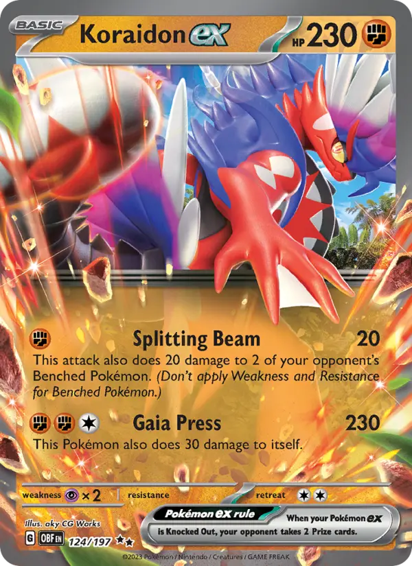 Koraidon ex 124 card from Obsidian Flames