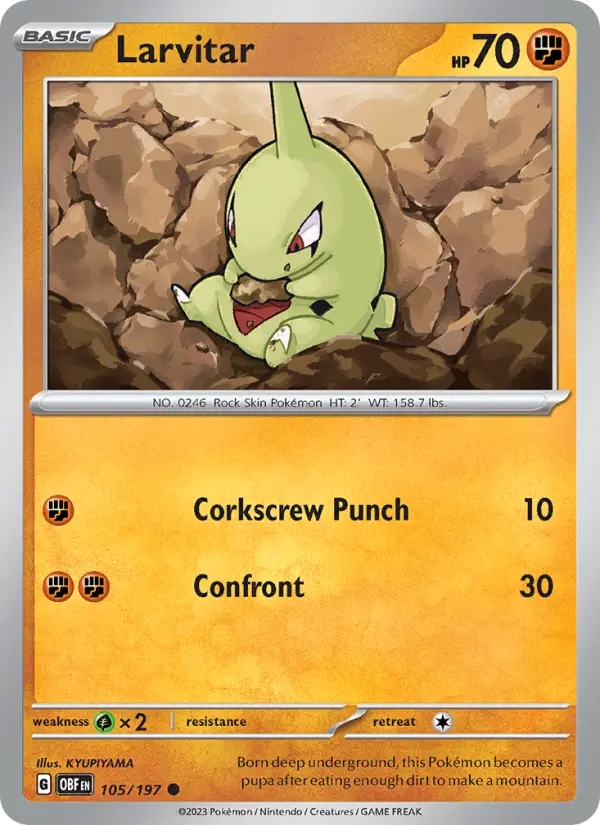 Larvitar 105 card from Obsidian Flames