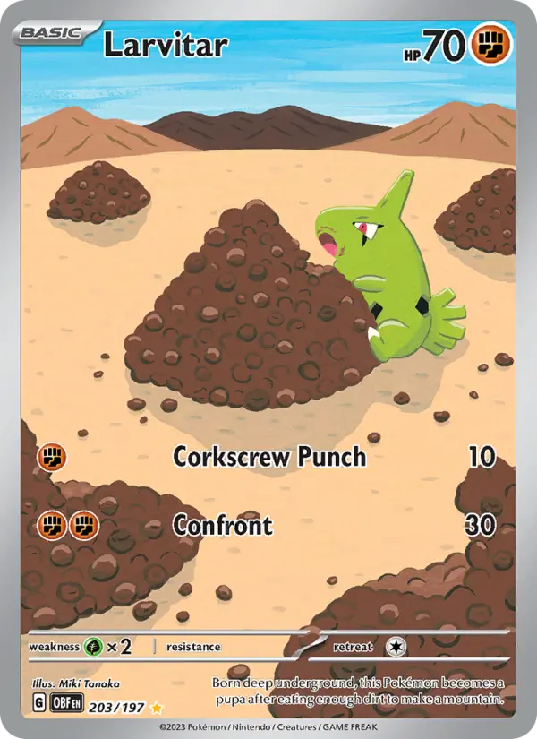 Larvitar 203 card from Obsidian Flames