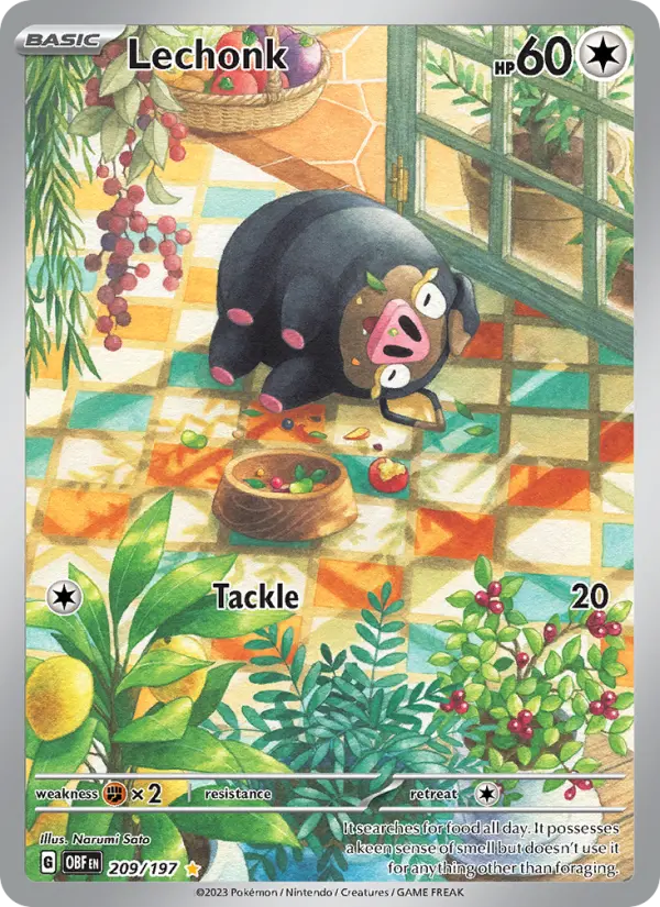 Lechonk 209 card from Obsidian Flames