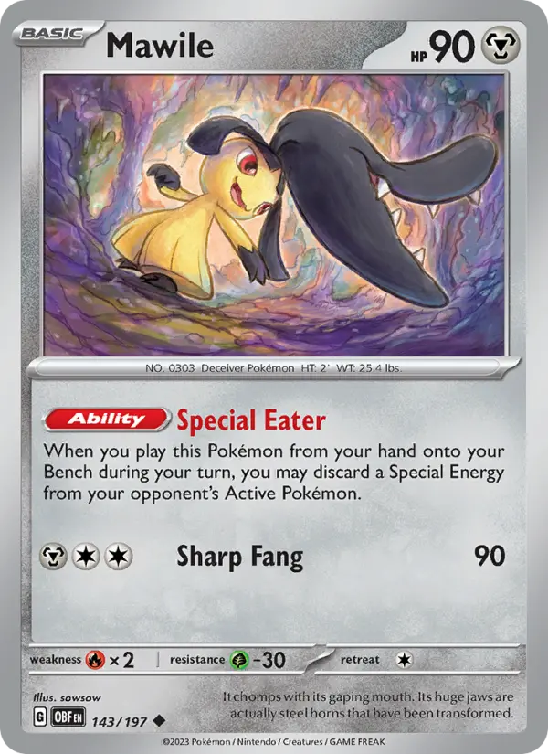 Mawile 143 card from Obsidian Flames