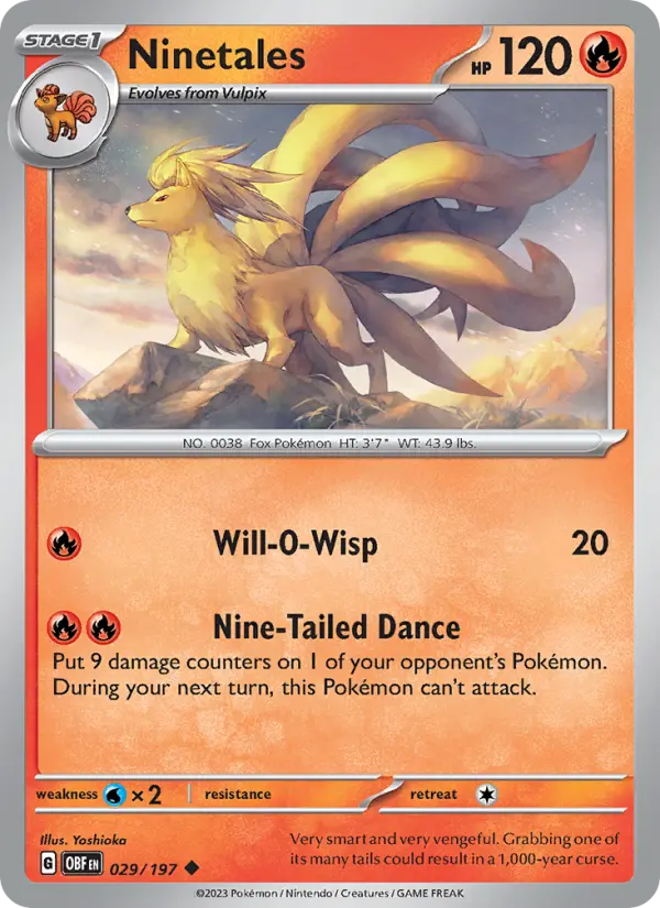Ninetales 29 card from Obsidian Flames