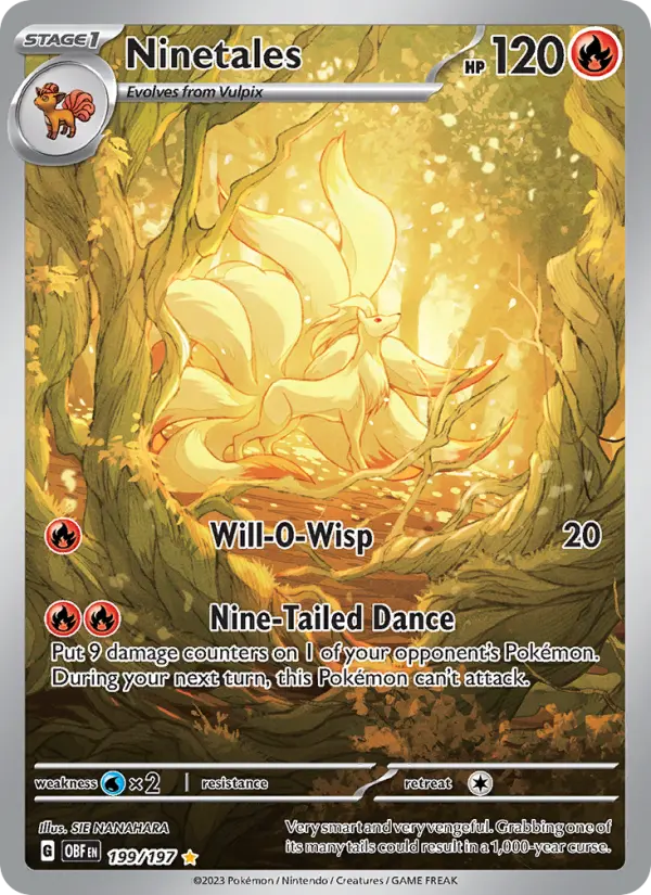 Ninetales 199 card from Obsidian Flames