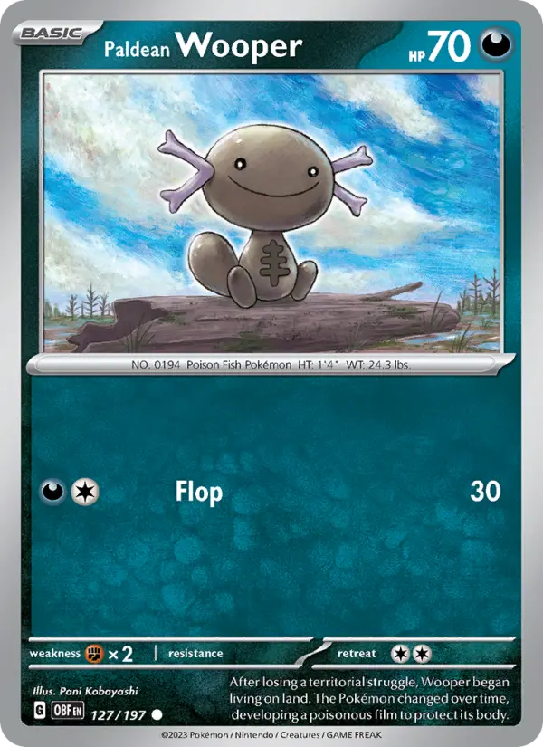 Paldean Wooper 127 card from Obsidian Flames